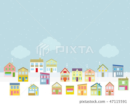 City skyline snow City skyline snow 47115591