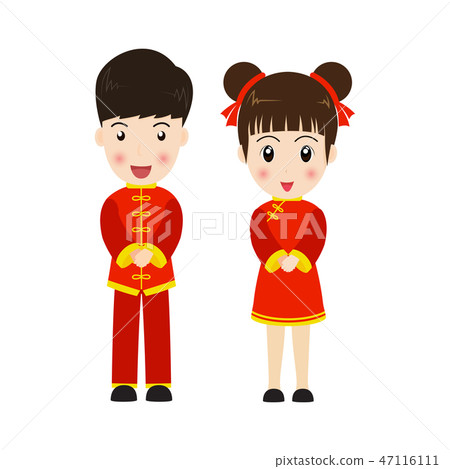 Cute boy and girl in Chinese costume Cute boy and girl in Chinese costume 47116111