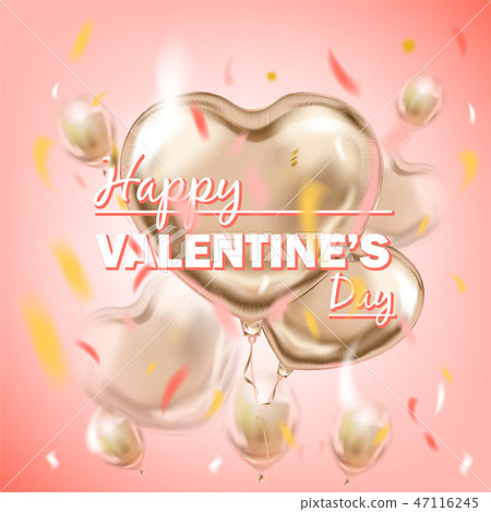Pink Gold Foil Heart Shape Balloon and Happy Pink Gold Foil Heart Shape Balloon and Happy 47116245