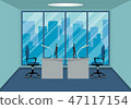 Design of modern office design workplace with large window 47117154