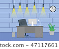 Design of a modern office workplace design with a clock on the wall 47117661