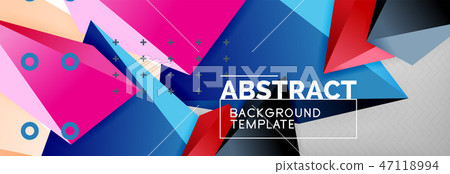Bright colorful triangular poly 3d composition, abstract geometric background, minimal design 47118994