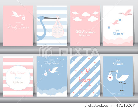 Set of baby shower invitations cards,poster Set of baby shower invitations cards,poster 47119207