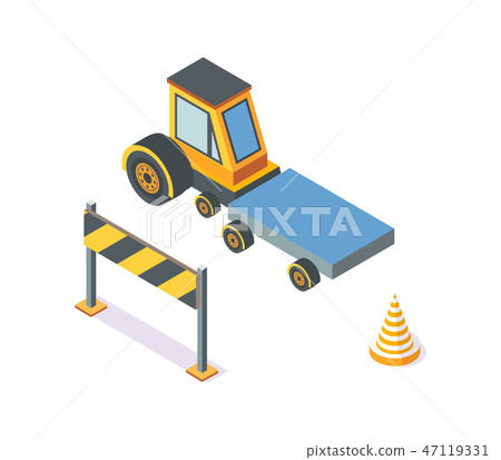 Tractor Working Machinery and Road Signs Icons Tractor Working Machinery and Road Signs Icons 47119331