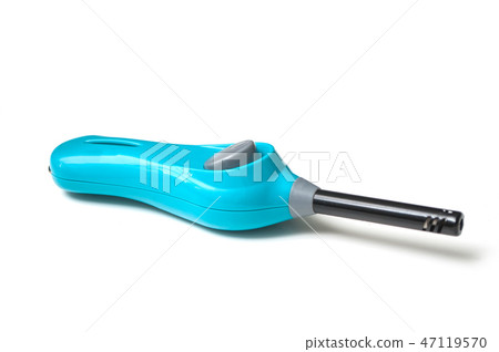 closeup of blue lighter on white background closeup of blue lighter on white background 47119570