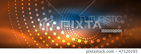 Glowing neon circle line dots, round line design, abstract style on black background. Neon abstract Glowing neon circle line dots, round line design, abstract style on black background. Neon abstract 47120285