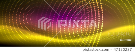 Yellow neon abstract background with dotted circles Yellow neon abstract background with dotted circles 47120287