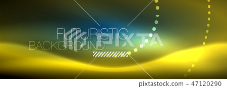 Glowing neon circle line dots, round line design, abstract style on black background. Neon abstract 47120290