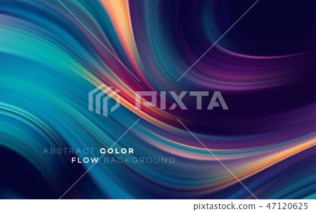 Modern colorful flow poster. Wave Liquid shape in black color background. Art design for your design 47120625