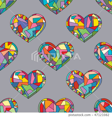 Hearts hand drawn vector seamless pattern. Hearts hand drawn vector seamless pattern. 47121082