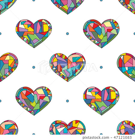 Hearts hand drawn vector seamless pattern. Hearts hand drawn vector seamless pattern. 47121083