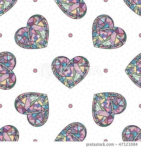 Hearts hand drawn vector seamless pattern. Hearts hand drawn vector seamless pattern. 47121084