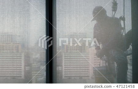 Silhouette images of man cleaning window building Silhouette images of man cleaning window building 47121458