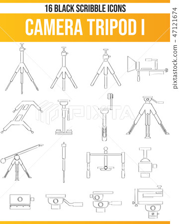 Scribble Black Icon Set Camera Tripod I 47121674