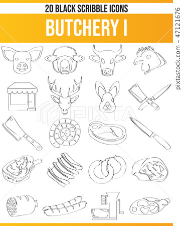 Scribble Black Icon Set Butchery I 47121676