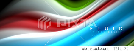 Bright colorful liquid fluid lines on black, modern abstract background Bright colorful liquid fluid lines on black, modern abstract background 47121701