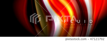 Bright colorful liquid fluid lines on black, modern abstract background Bright colorful liquid fluid lines on black, modern abstract background 47121702