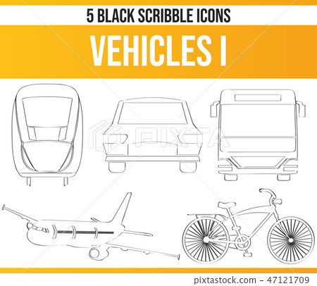 Scribble Black Icon Set Vehicle I Scribble Black Icon Set Vehicle I 47121709