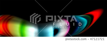 Bright colorful liquid fluid lines on black, modern abstract background Bright colorful liquid fluid lines on black, modern abstract background 47121721