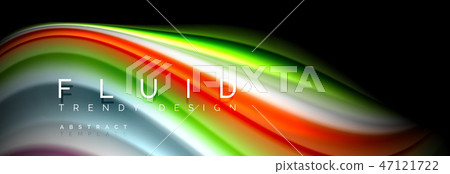 Bright colorful liquid fluid lines on black, modern abstract background Bright colorful liquid fluid lines on black, modern abstract background 47121722