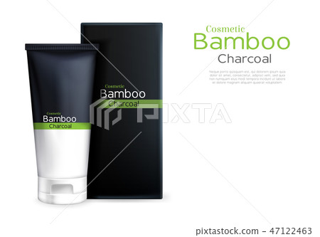 Vector cream with bamboo, charcoal. Tube packaging 47122463