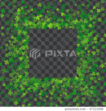 Frame or border of random scatter clover leaves Frame or border of random scatter clover leaves 47122896