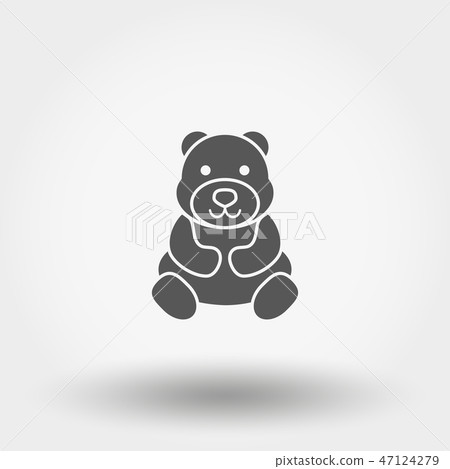 Teddy bear. Toy. Icon. Vector. Silhouette. Flat. 47124279