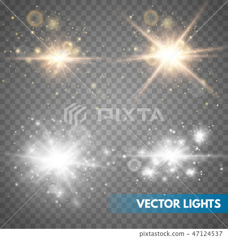 Set of Glowing Light Stars with Sparkles. Set of Glowing Light Stars with Sparkles. 47124537