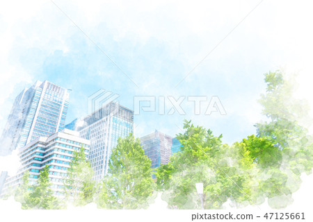 Tokyo skyscrapers watercolor style Tokyo skyscrapers watercolor style 47125661