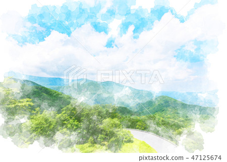 Summer Iroha hill Watercolor style 47125674