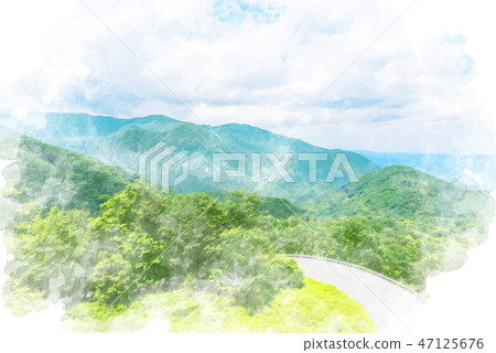 Summer Iroha hill Watercolor style 47125676