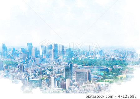 東京風景水彩風格 47125685