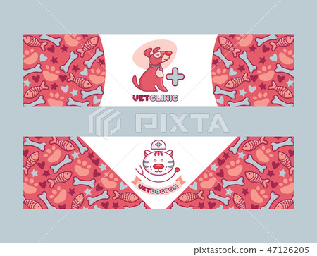 Veterinary vector pet animal character on vetclinic logo vetshop logotype backdrop illustration set Veterinary vector pet animal character on vetclinic logo vetshop logotype backdrop illustration set 47126205