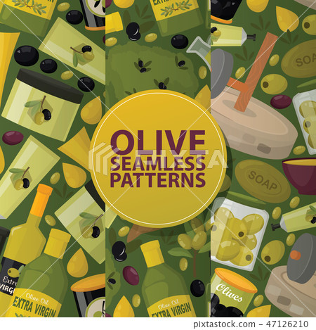 Olive vector seamless pattern oliveoil bottle with virgin oil backdrop natural olivaceous Olive vector seamless pattern oliveoil bottle with virgin oil backdrop natural olivaceous 47126210