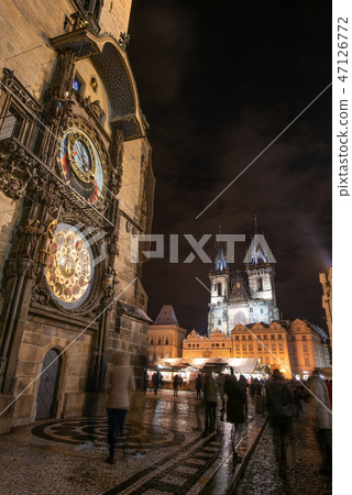 Czech Prague Astronomical Clock and Christmas Market Old Town Square 47126772