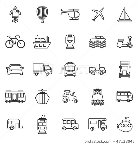 Vehicle line icons on white background 47128045