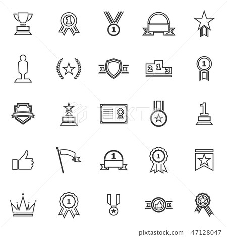 Winner line icons on white background 47128047