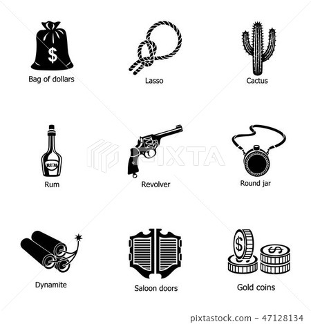 Saloon icons set, simple style 47128134