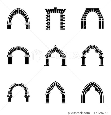 Arch way icons set, simple style Arch way icons set, simple style 47128238