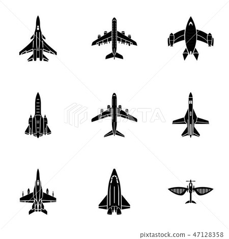 Jet icons set, simple style 47128358