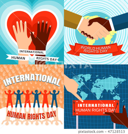 Rights Day banner set, flat style 47128513