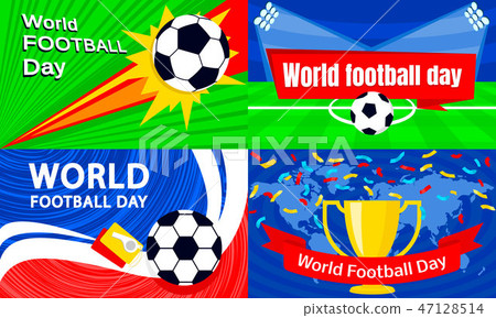 Football Day banner set, flat style 47128514