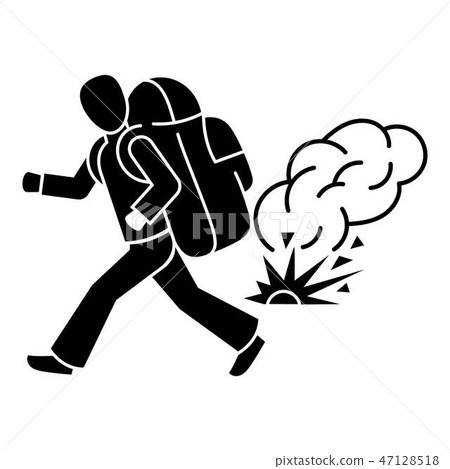 Running migrant man icon, simple style Running migrant man icon, simple style 47128518