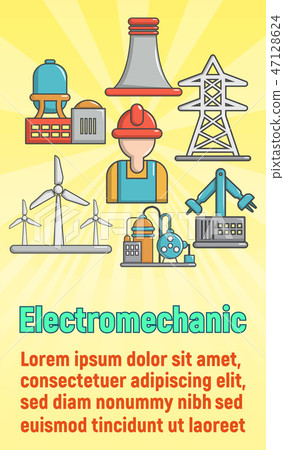 Electromechanic concept banner, cartoon style Electromechanic concept banner, cartoon style 47128624