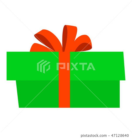 Xmas gift box icon, flat style 47128640