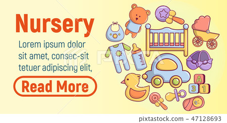 Nursery concept banner, cartoon style 47128693
