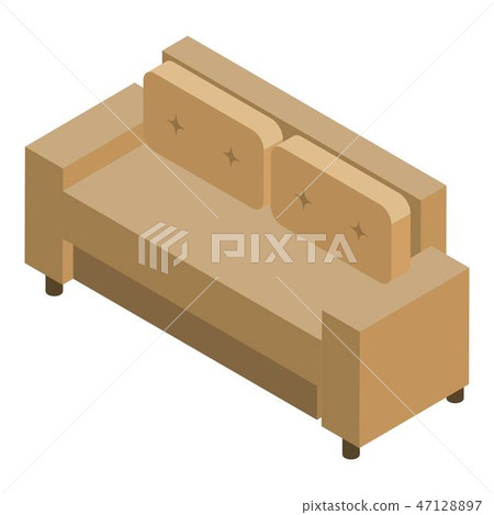 Leather sofa icon, isometric style 47128897