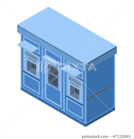 Ticket street kiosk icon, isometric style Ticket street kiosk icon, isometric style 47128991