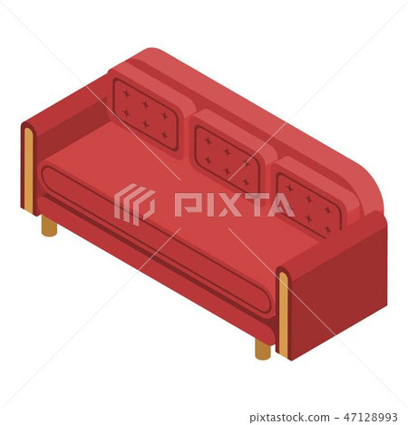 Red sofa icon, isometric style 47128993