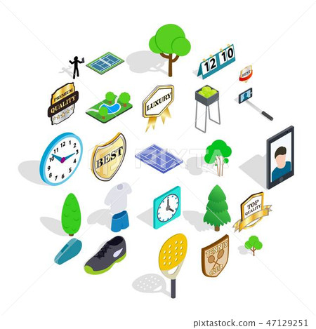 Tourney icons set, isometric style 47129251